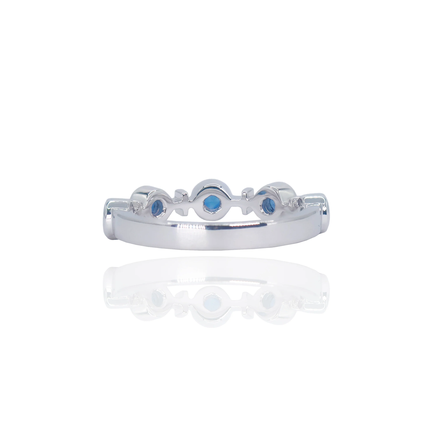 14k White Gold Diamond & Sapphire Cross Ring