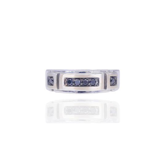 10k White Gold Black Diamond Band