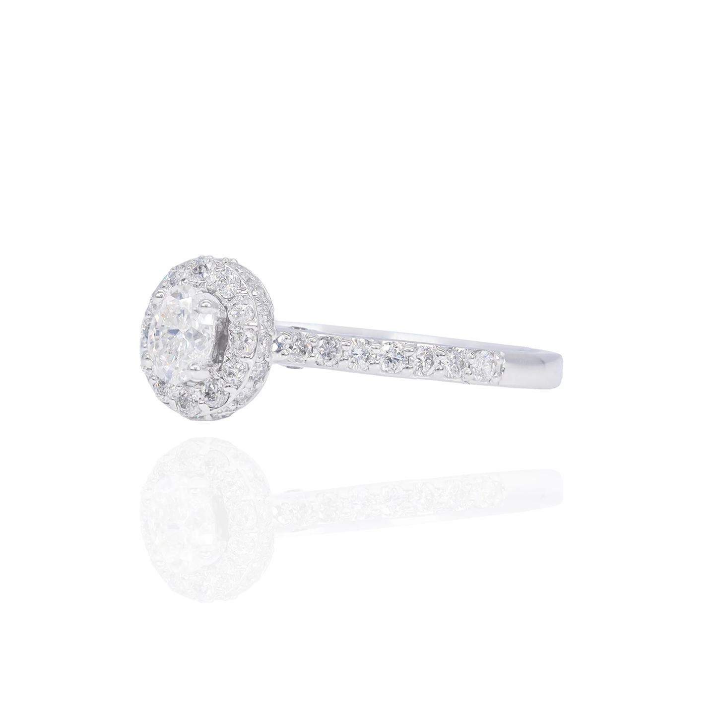 14k White Gold Oval Engagement Ring