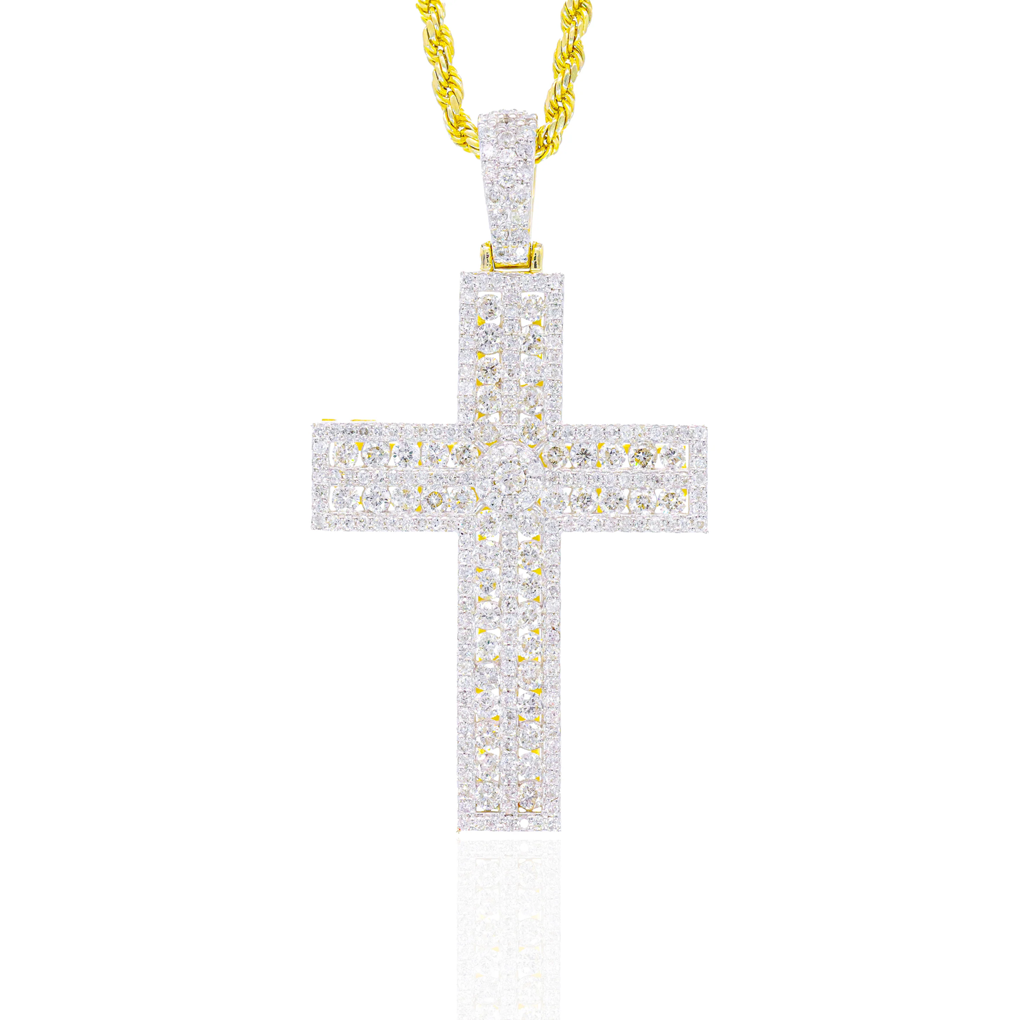 14k Block Diamond Cross