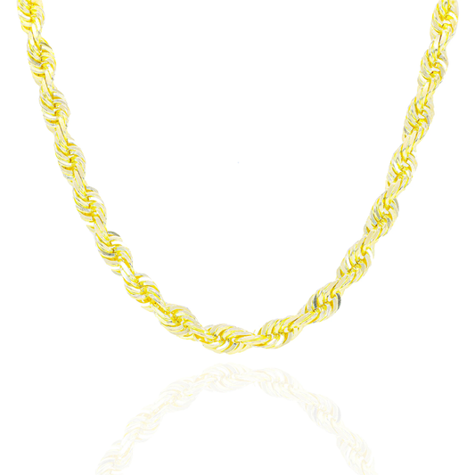 10k Yellow Gold Semi Solid Rope Chain 24"