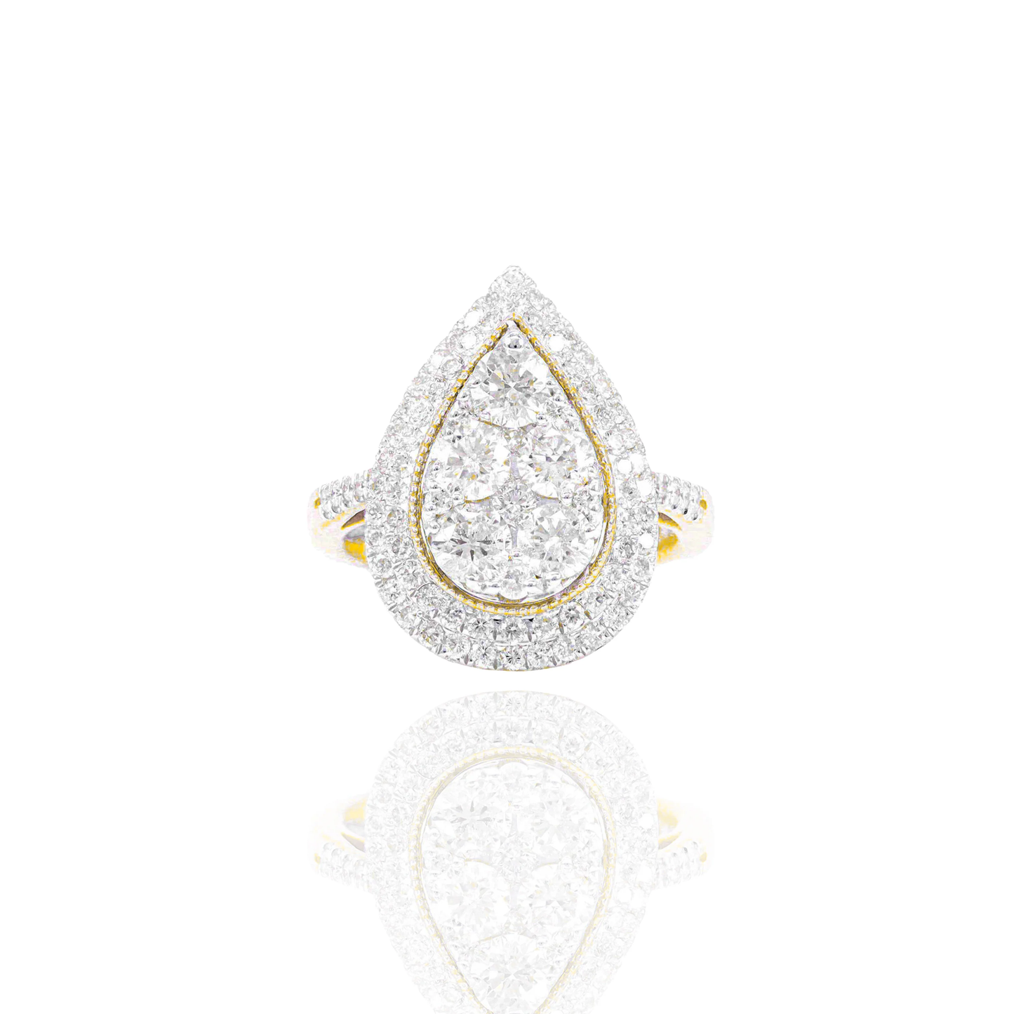 14k 5 Round Center Stone Pear Engagement Ring