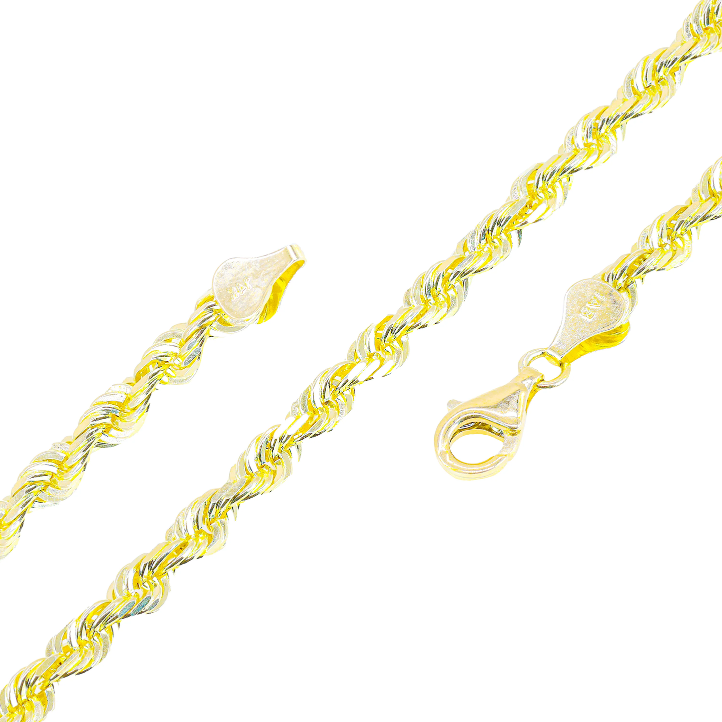10k Yellow Gold Semi Solid Rope Chain 24"