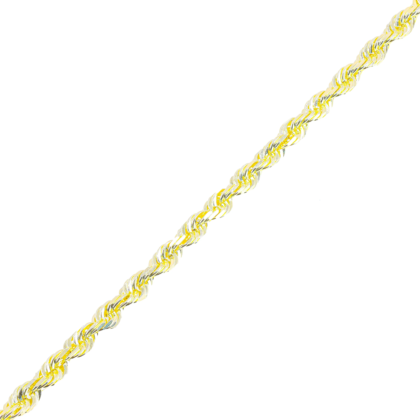 10k Yellow Gold Semi Solid Rope Chain 24"