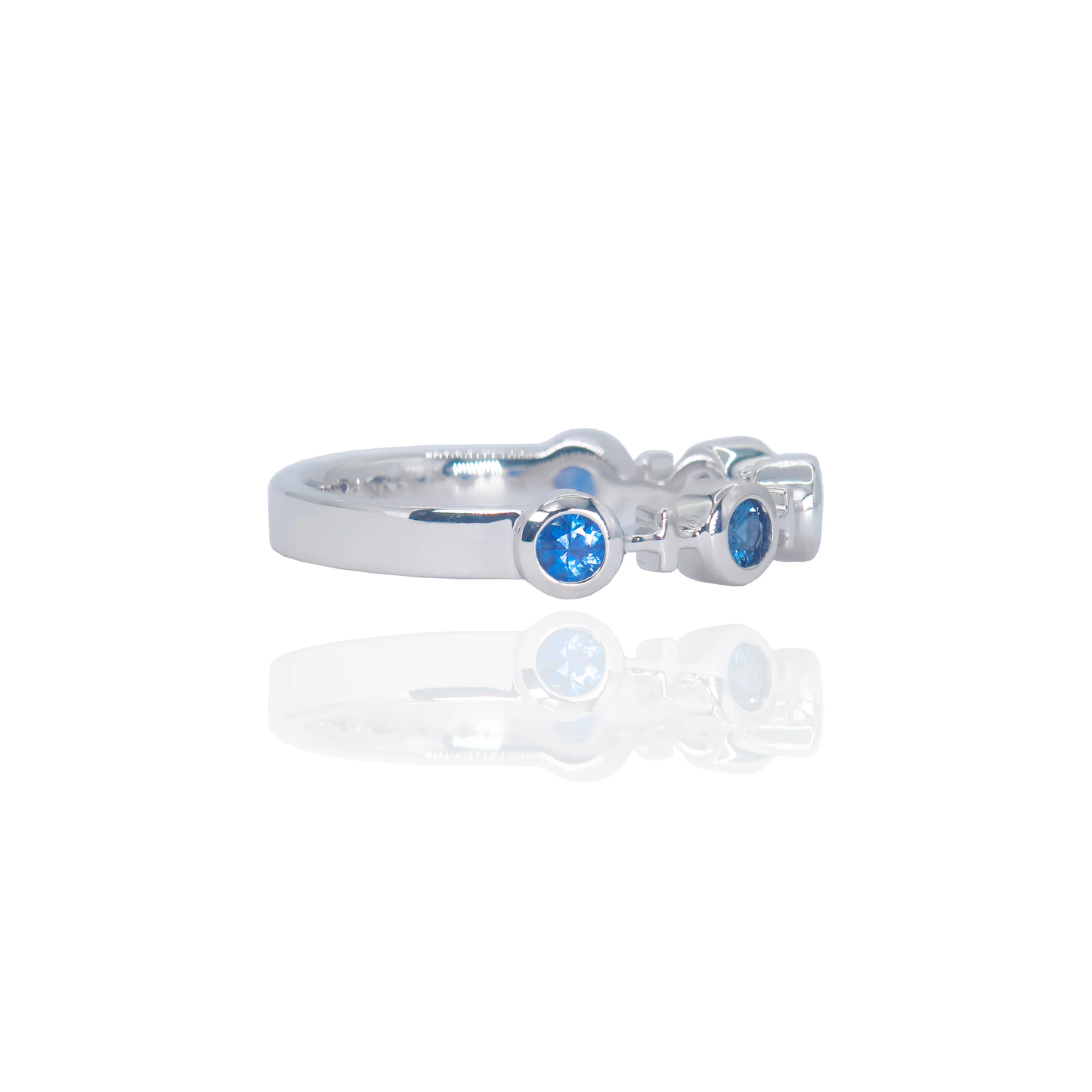 14k White Gold Diamond & Sapphire Cross Ring