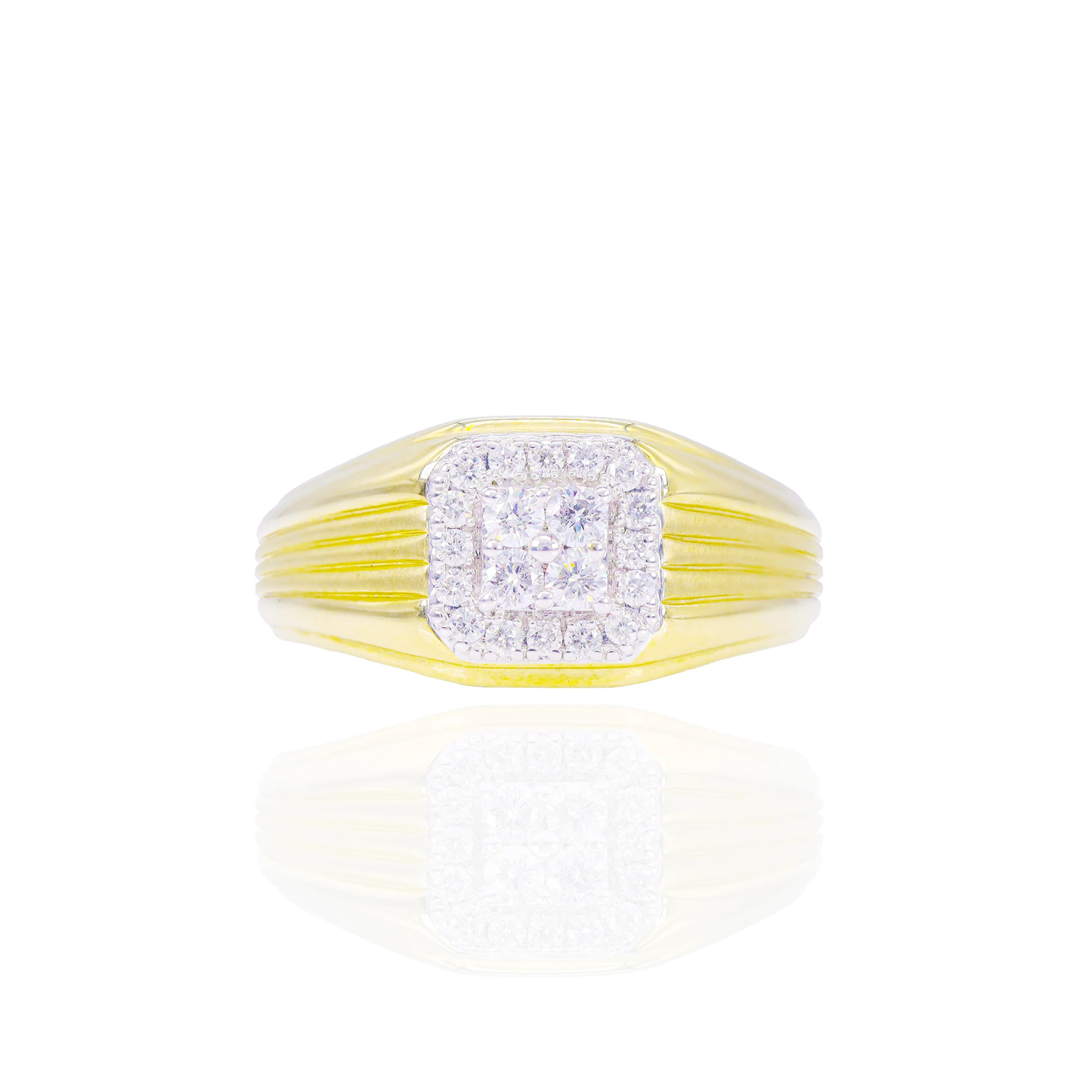 10k Yellow Gold Square Diamond Signet Ring