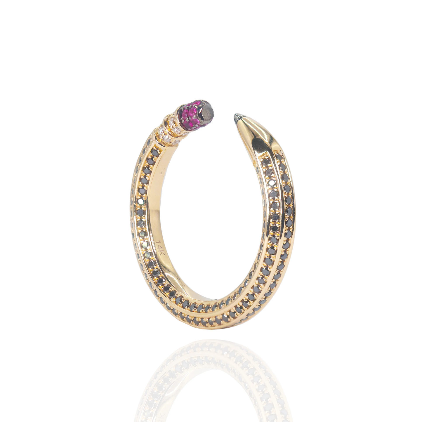 14k 2-Tone Yellow & Black Gold Diamond Pencil Ring