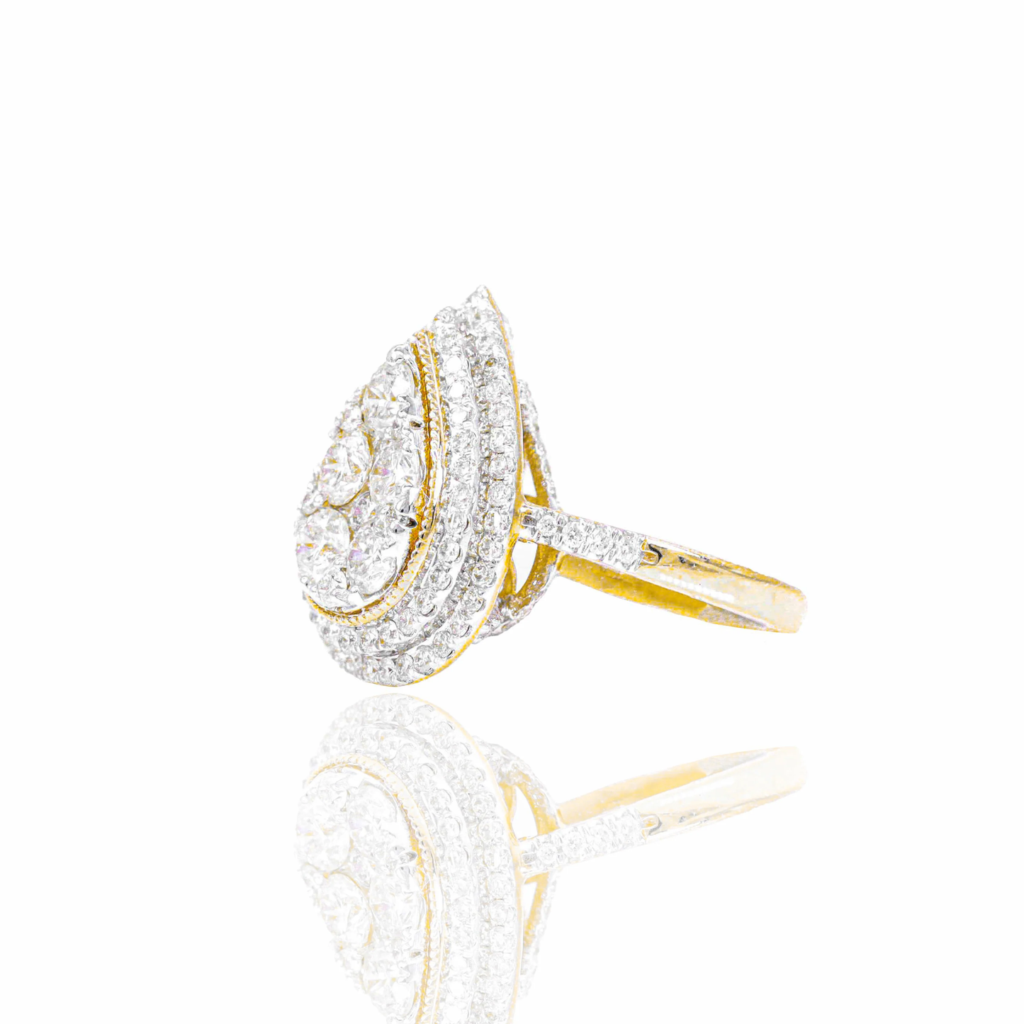 14k 5 Round Center Stone Pear Engagement Ring
