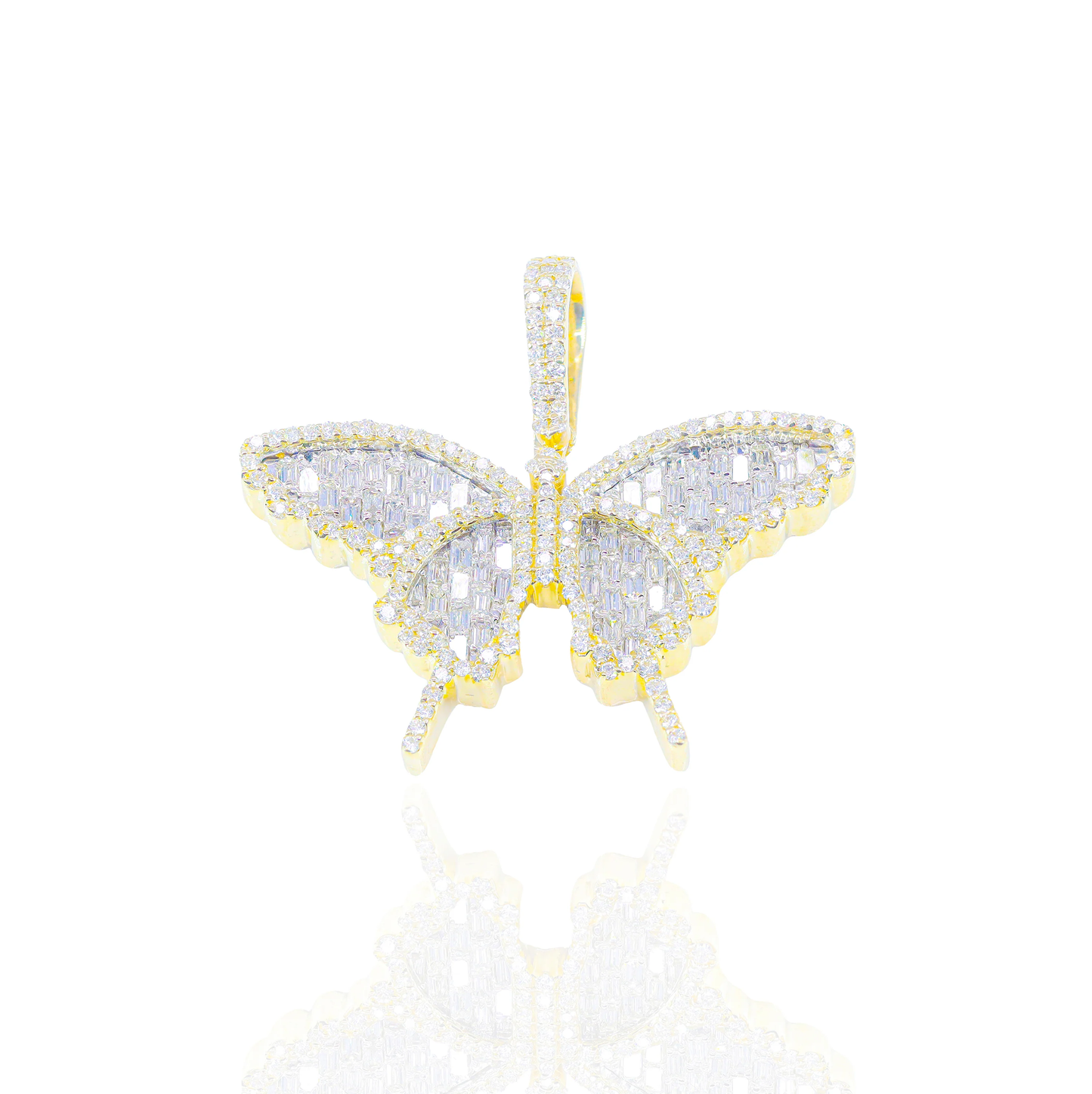 14k Butterfly Emerald Diamond Pendant