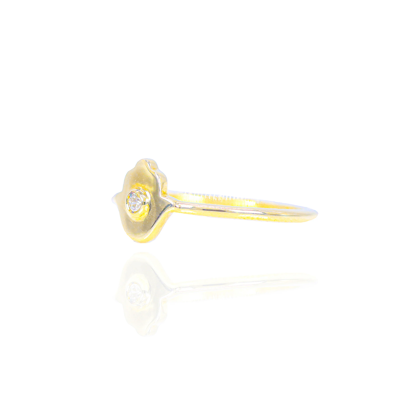 14k Gold Diamond Hamsa Ring