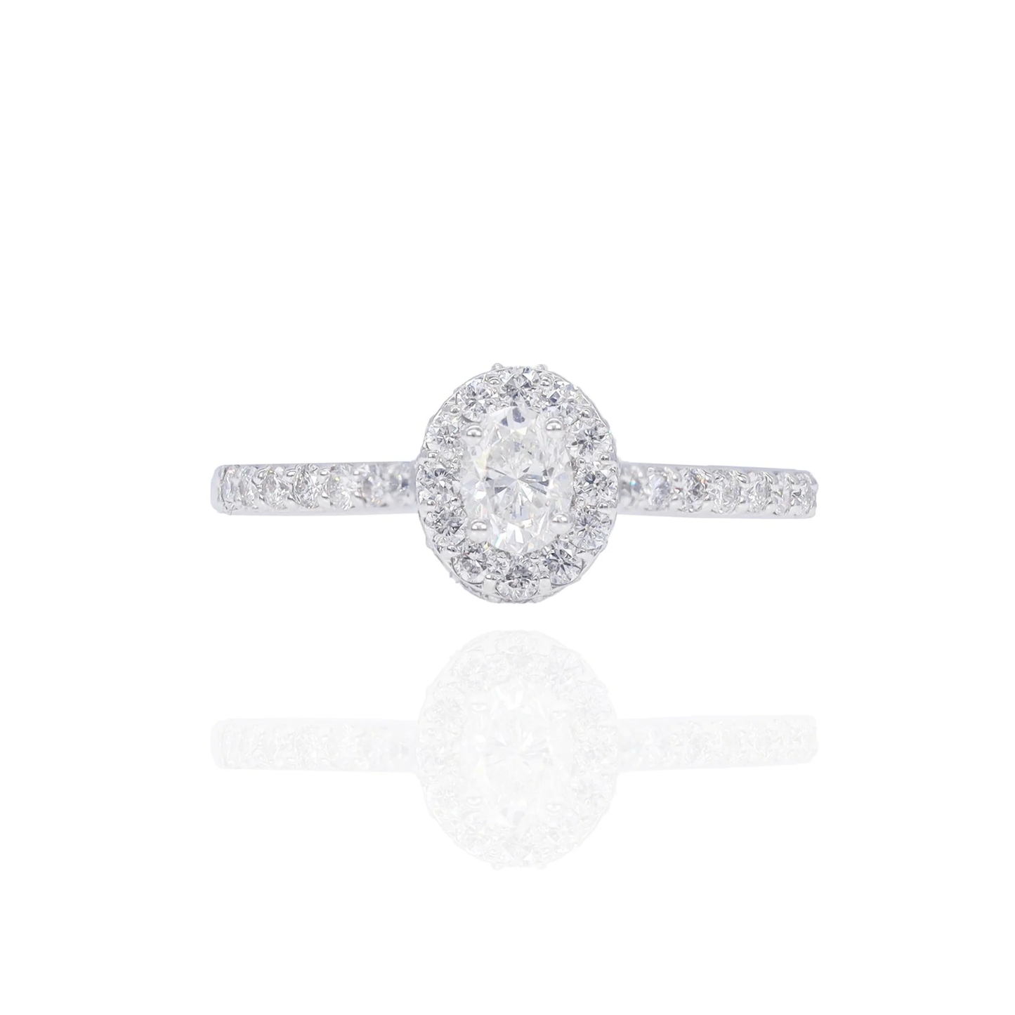 14k White Gold Oval Engagement Ring